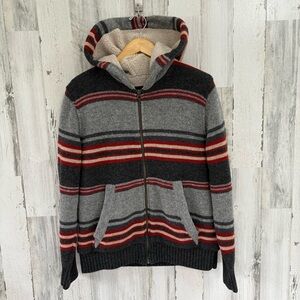 Eddie Bauer Men’s Size Medium Sherpa Lined Hooded Lambswool Sweater Jacket